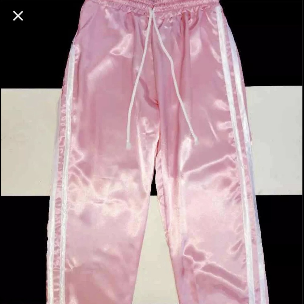Pink silk sweatpants